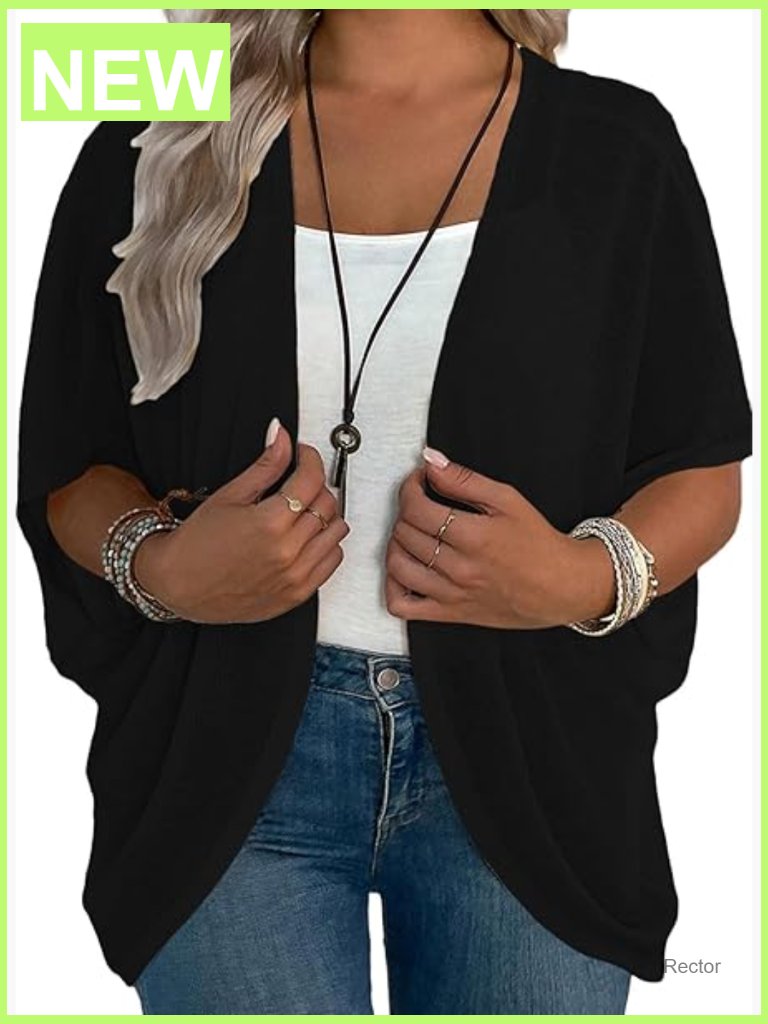 Plus Size Short Sleeve Cardigan Lightweight Kimono Cover Up Tops 2x-5x